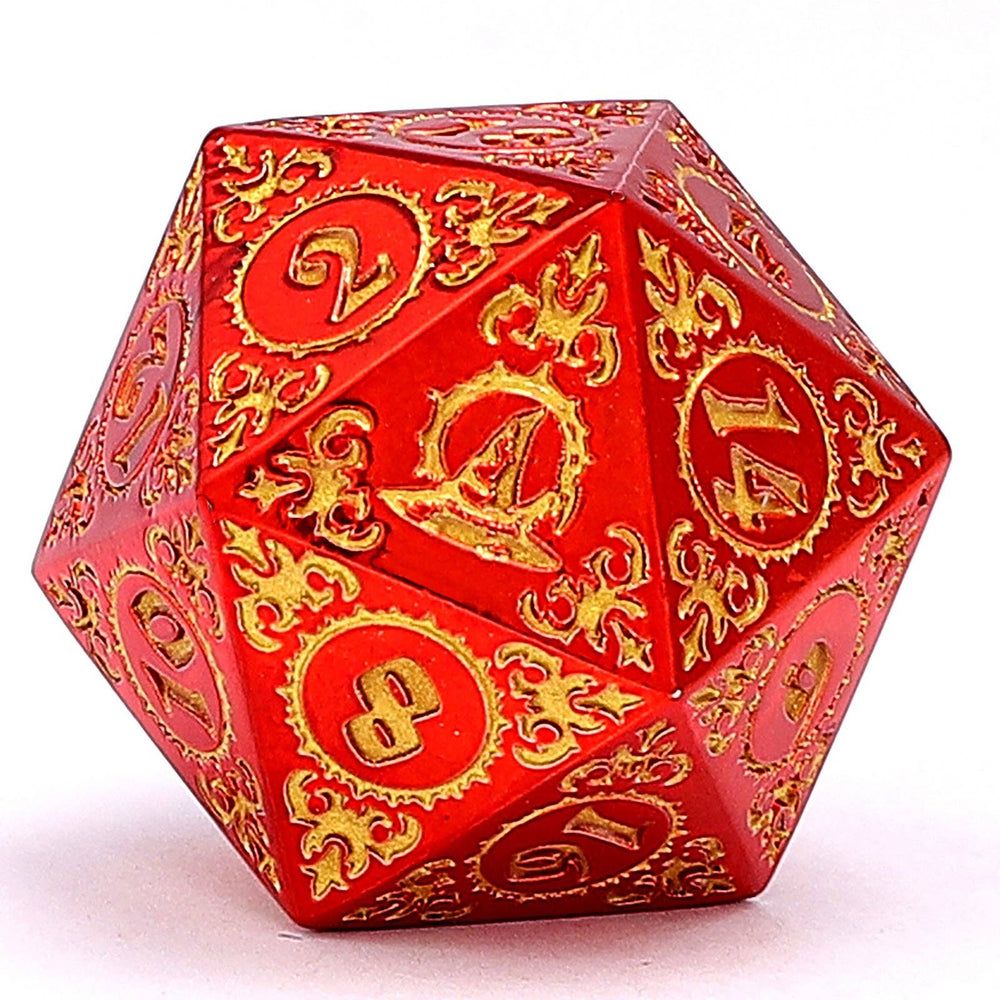Wizard Solid Metal Polyhedral Dice Set - Red with Gold (ONLINE ORDER ONLY)