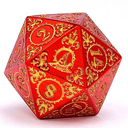 Wizard Solid Metal Polyhedral Dice Set - Red with Gold (ONLINE ORDER ONLY)