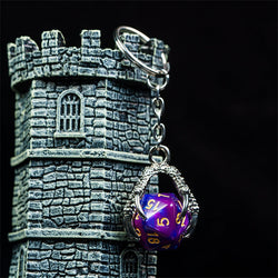 Claw Blended Purple D20 Keychain Featuring Silver Metal Dragon Claw + d20 (Online Only)