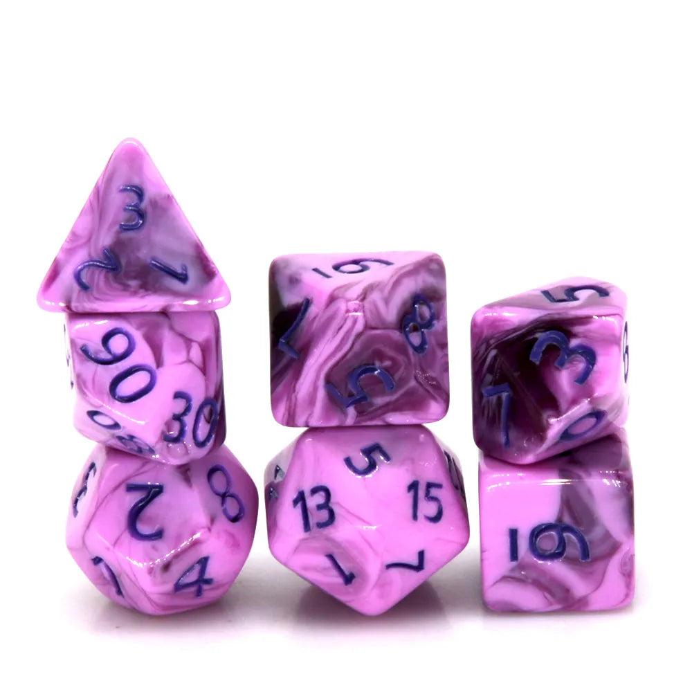 Warlock's Pain 7-Dice Set Purple & Light Purple w/Purple Numbers Dnd Dice Set (Online Only)