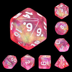 Pink Bunny Glitter Pink with White Numbering 7-Dice Set RPG (Online Only)