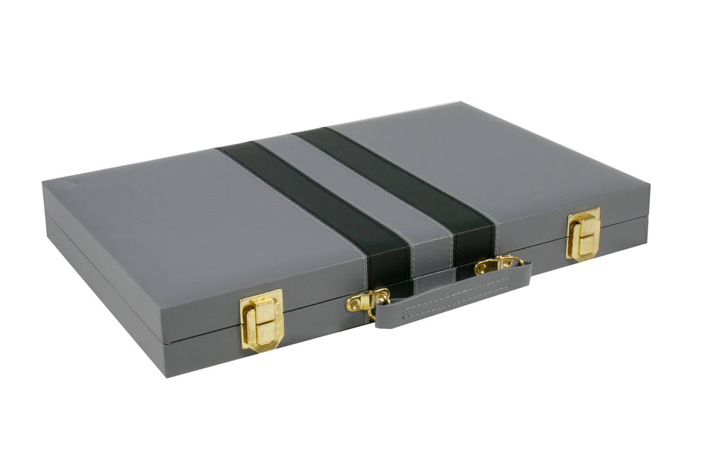 Backgammon- 15" Grey Vinyl Backgammon Set (ONLINE ORDER ONLY)
