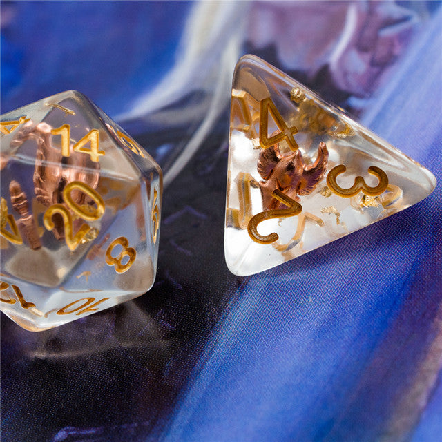 Paladin (Helmet) Clear Dice w/ Golden Helmet 7-Dice Set Rpg (Online Only)