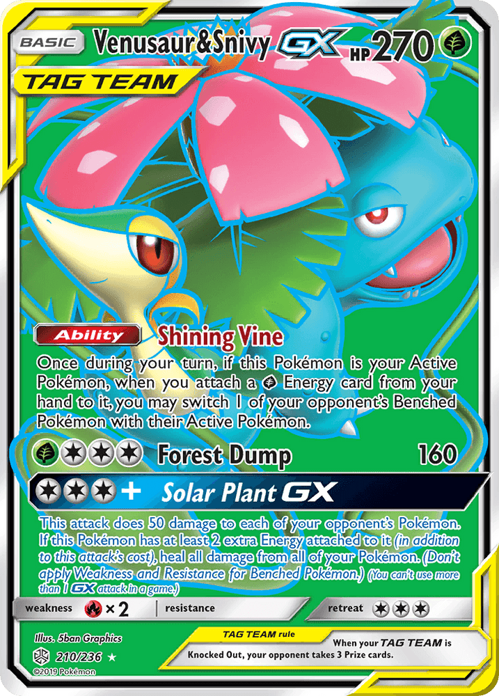 Venusaur & Snivy GX (210/236) [Sun & Moon: Cosmic Eclipse] (Online Only)