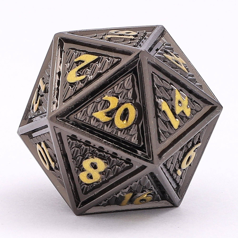 Solid Metal Behemoth Dice set - Gunmetal with Gold (ONLINE ORDER ONLY)