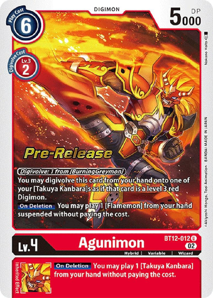Agunimon [BT12-012] [Across Time Pre-Release Cards] (ONLINE ORDER ONLY)