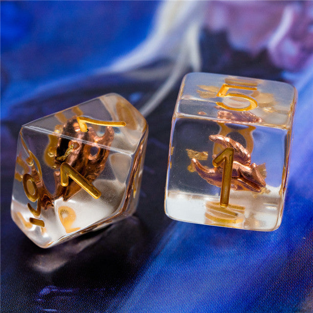 Paladin (Helmet) Clear Dice w/ Golden Helmet 7-Dice Set Rpg (Online Only)
