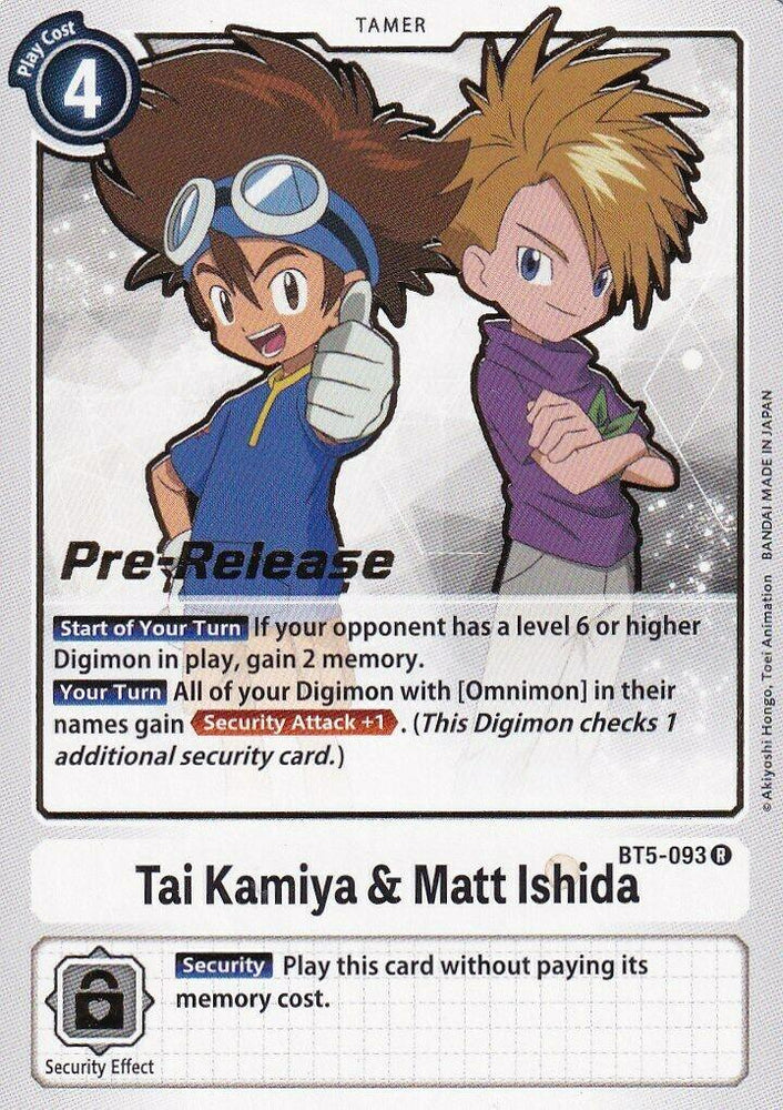 Tai Kamiya & Matt Ishida [BT5-093] [Battle of Omni Pre-Release Promos] (ONLINE ORDER ONLY)