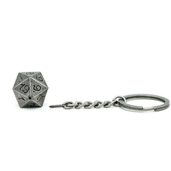 Nickel D20 Keychain Featuring Metal Dragon Font d20 (Online Only)