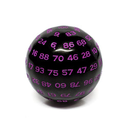 "Purple" Single 100 Sided Polyhedral Dice (D100) | Solid Black Color (45mm) Purple (Online Only)