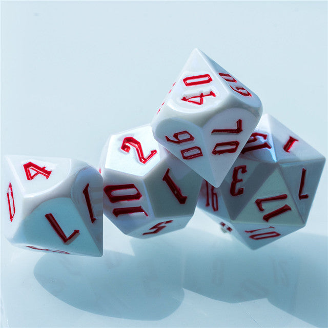 Peppermint White Colorful DND Dice (White&Red) 7-Dice (Online Only)