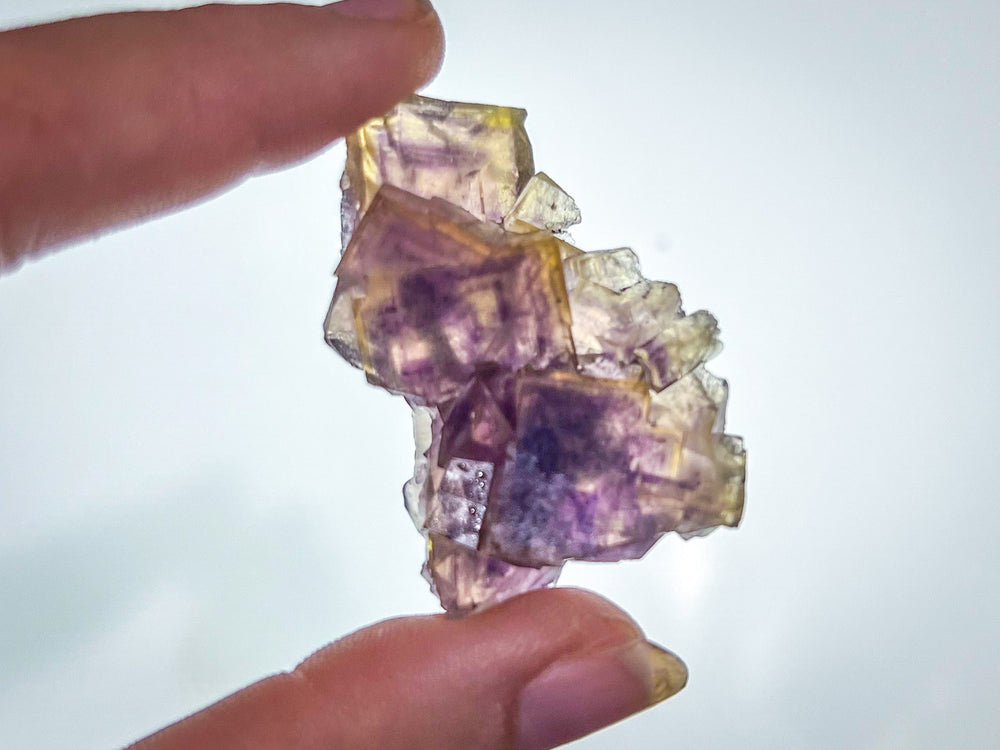 ANHUI Yellow Fluorite with Thousand Layer Purple Phantoms, RARE Minerals (ONLINE ORDER ONLY)