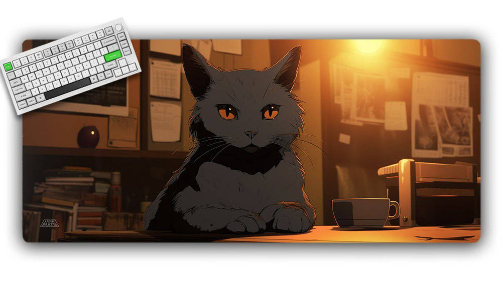 Anime Coffee Cat TCG Playmat or XL Desktop (ONLINE ORDER ONLY)