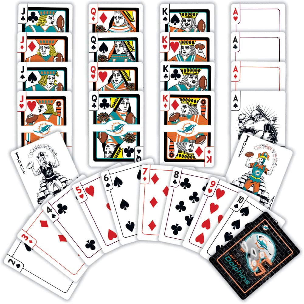 Miami Dolphins Neon-Styled Playing Cards - 54 Card Deck (ONLINE ORDER ONLY)
