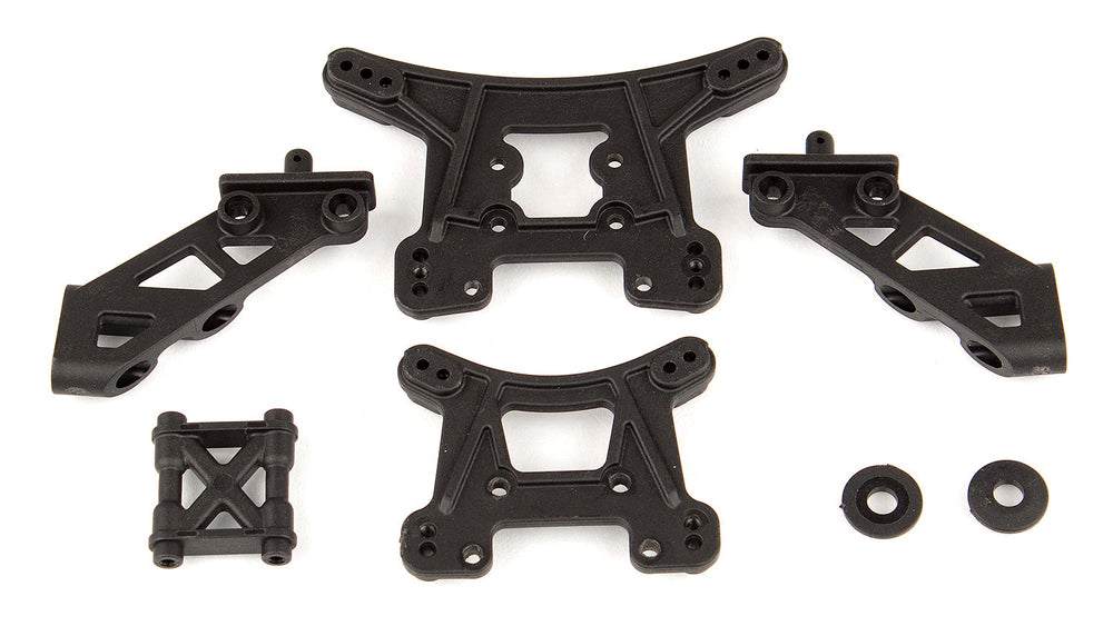 Team Associated Front and Rear Shock Towers & Wing Mounts for Reflex 14T or 14B (ONLINE ORDER ONLY)