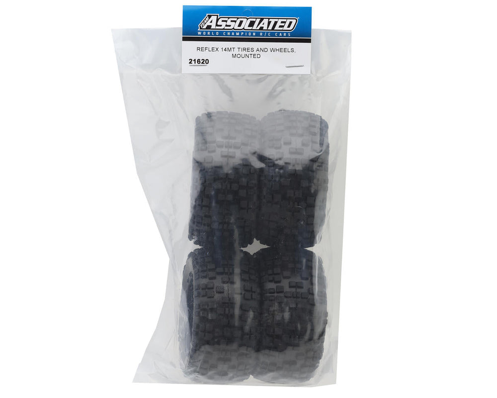 Team Associated Reflex 14MT Pre-Mounted Tires (4) (Black) (ONLINE ORDER ONLY)