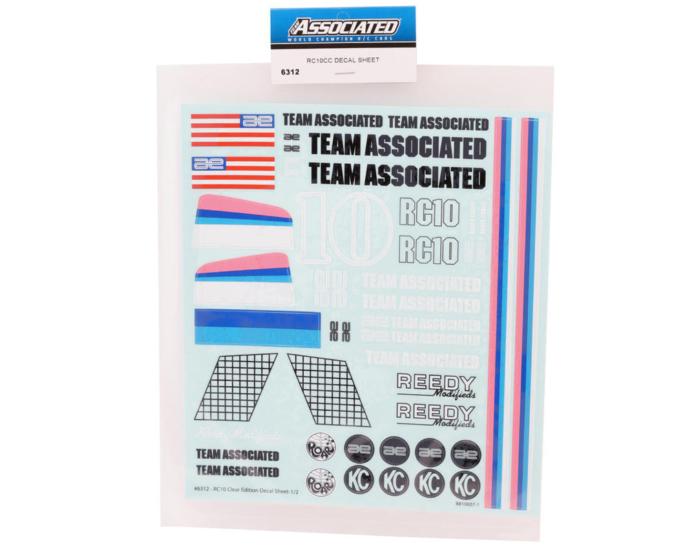 Team Associated RC10CC Decal Sheets 6312 (ONLINE ORDER ONLY)