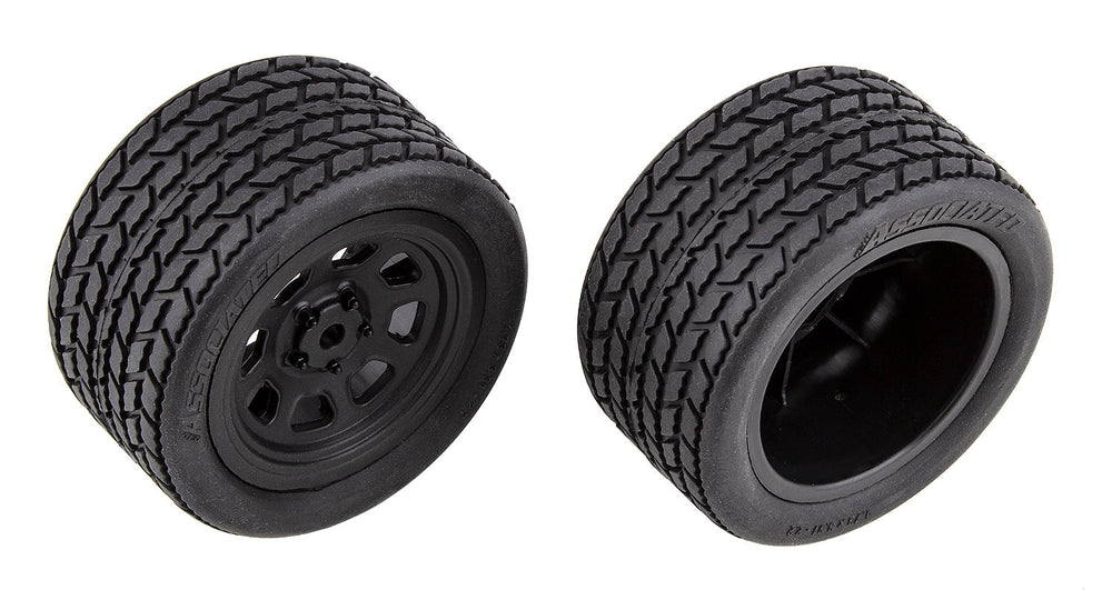 Team Associated SR10 Rear Wheels with Street Stock Tires Mounted (ONLINE ORDER ONLY)