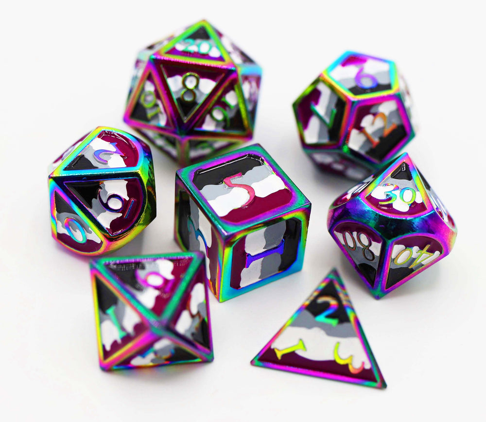 Asexual Pride Flag - Metal RPG Dice Set (ONLINE ORDER ONLY)