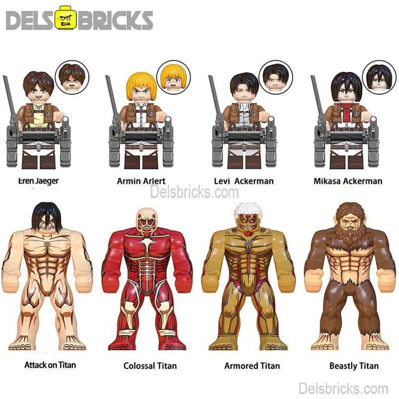 Attack on Titan Anime Set of 8 Lego Minifigures Custom Toys (ONLINE ORDER ONLY)
