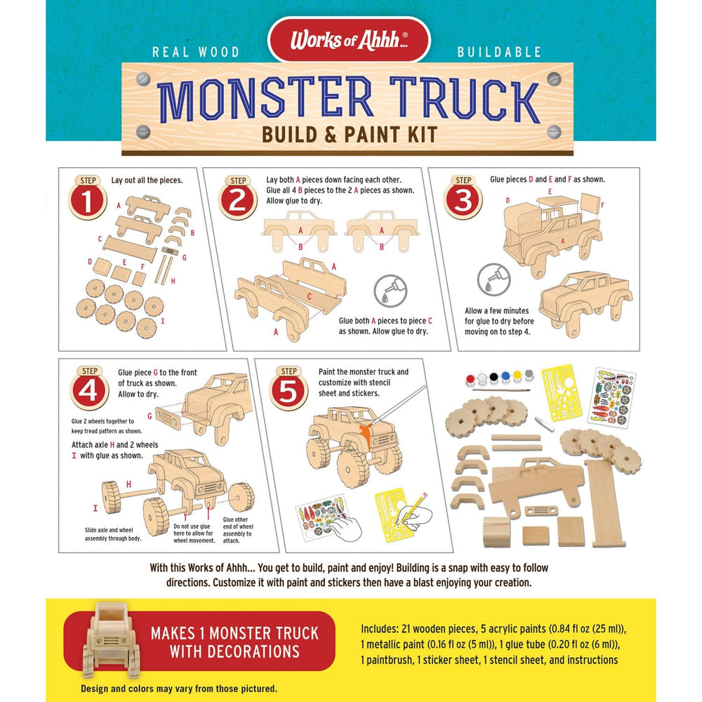 Monster Truck Buildable Wood Craft & Paint Kit (ONLINE ORDER ONLY)