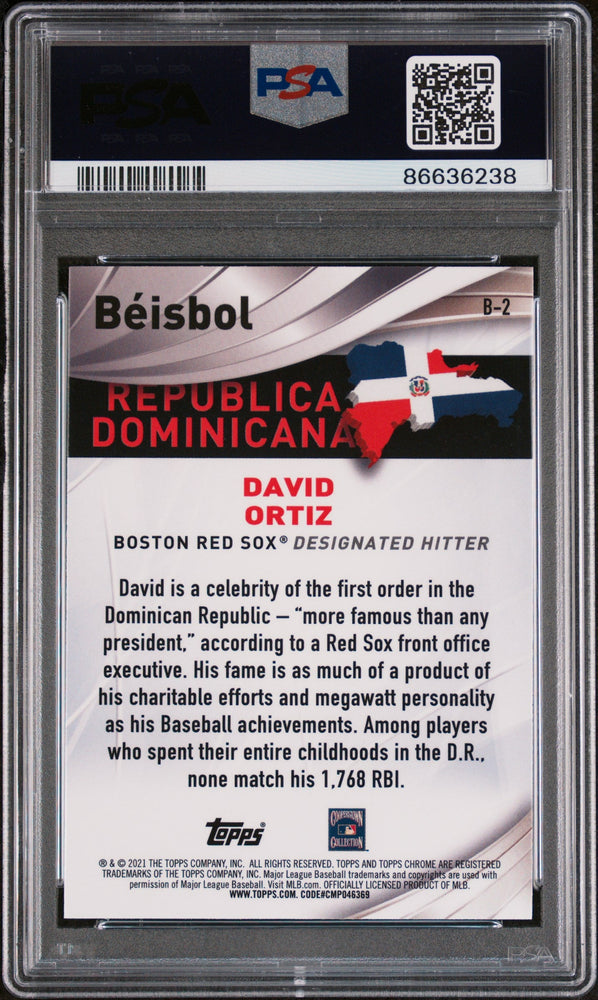 2021 TOPPS CHROME BEISBOL DAVID ORTIZ BEISBOL #B2 - PSA 10 (Online Order Only)