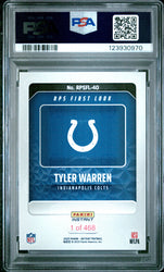 Graded 2025 Panini Instant Tyler Warren #RPSFL40 RPS First Look Rookie RC Football Card PSA 9 Mint (ONLINE ORDER ONLY)