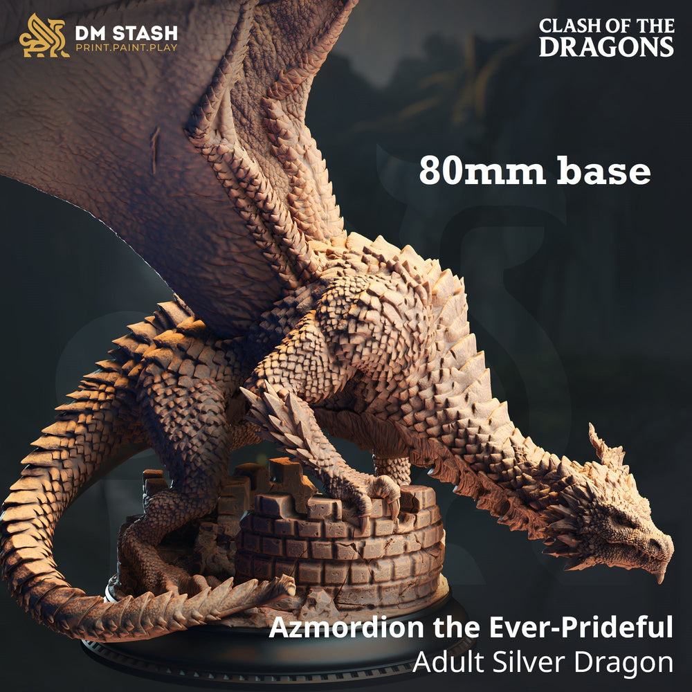 Azmordion the Ever-Prideful (Adult Silver Dragon) (Online Order Only)