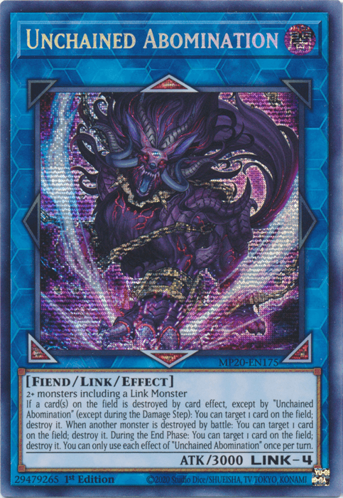 Unchained Abomination [MP20-EN175] Prismatic Secret Rare (ONLINE ORDER ONLY)