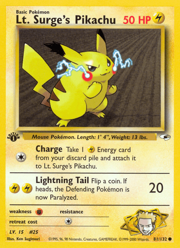 Lt. Surge's Pikachu (81/132) [Gym Heroes 1st Edition] (Online Only)