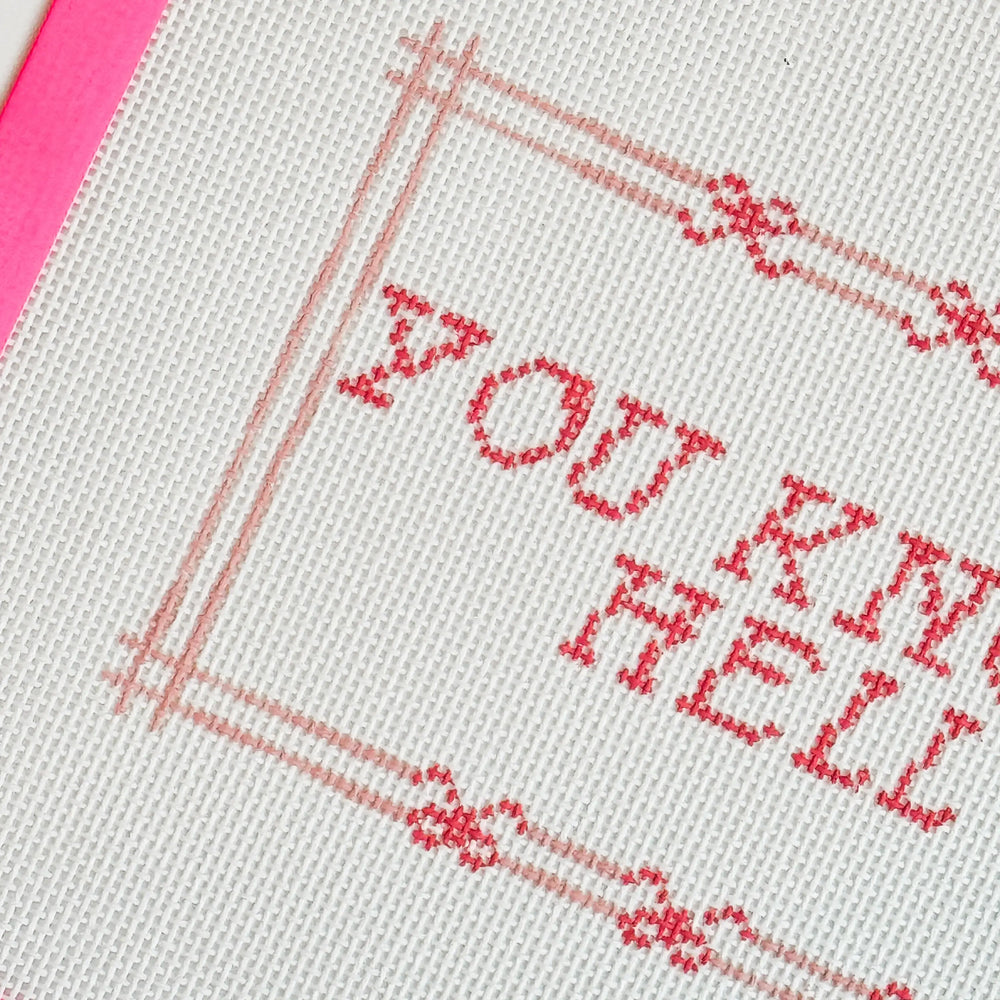 Cotswold Co Designs - Cheeky Saying Bow Needlepoint Canvas 13 Mesh 10x6” (ONLINE ORDER ONLY)