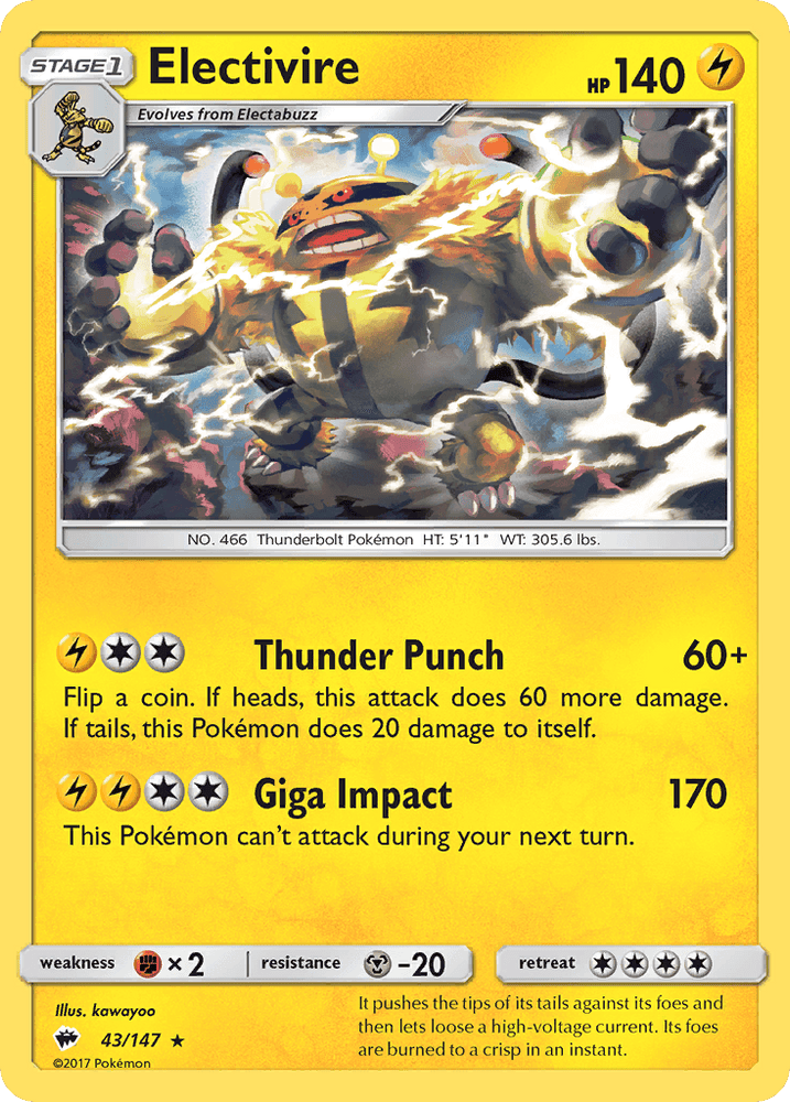 Electivire (43/147) [Sun & Moon: Burning Shadows] (Online Only)