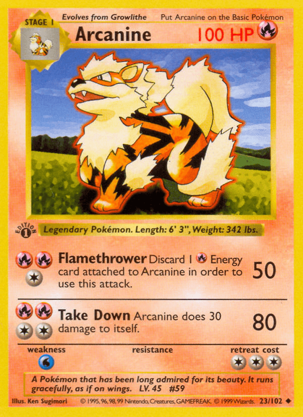Arcanine (23/102) (Shadowless) [Base Set 1st Edition] (Online Only)