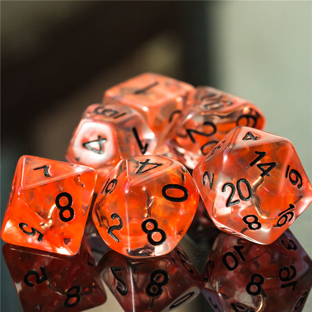 Rogue (Dagger) Clear Red Dice w/ Golden Dagger 7-Dice Set Rpg (Online Only)