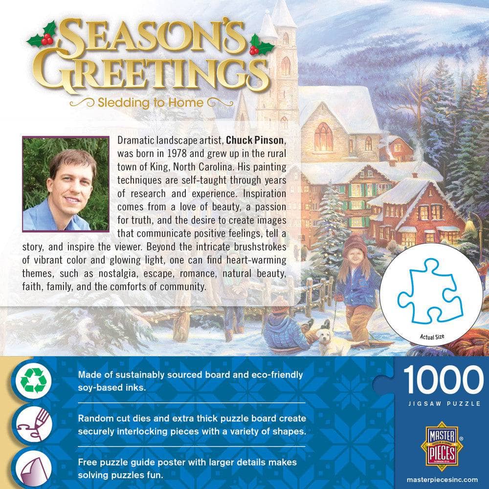 Season's Greetings - Sledding Home 1000 Piece Jigsaw Puzzle (ONLINE ORDER ONLY)