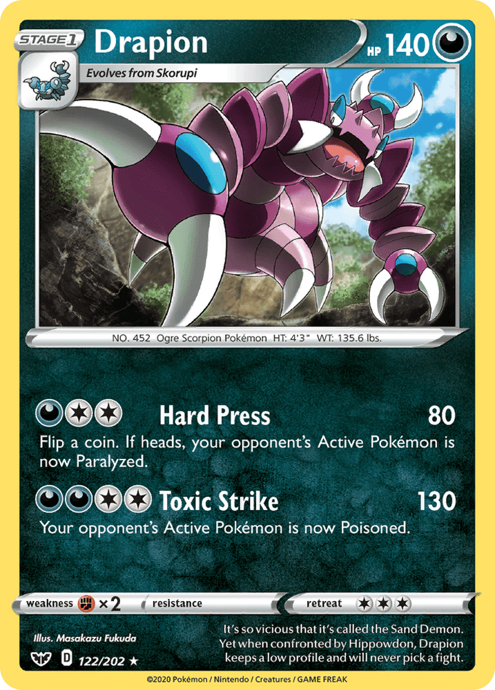 Drapion (122/202) [Sword & Shield: Base Set] (Online Only)