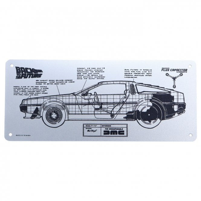 Back to the Future Limited Edition Metal DeLorean Schematic Fan-Plate (ONLINE ORDER ONLY)