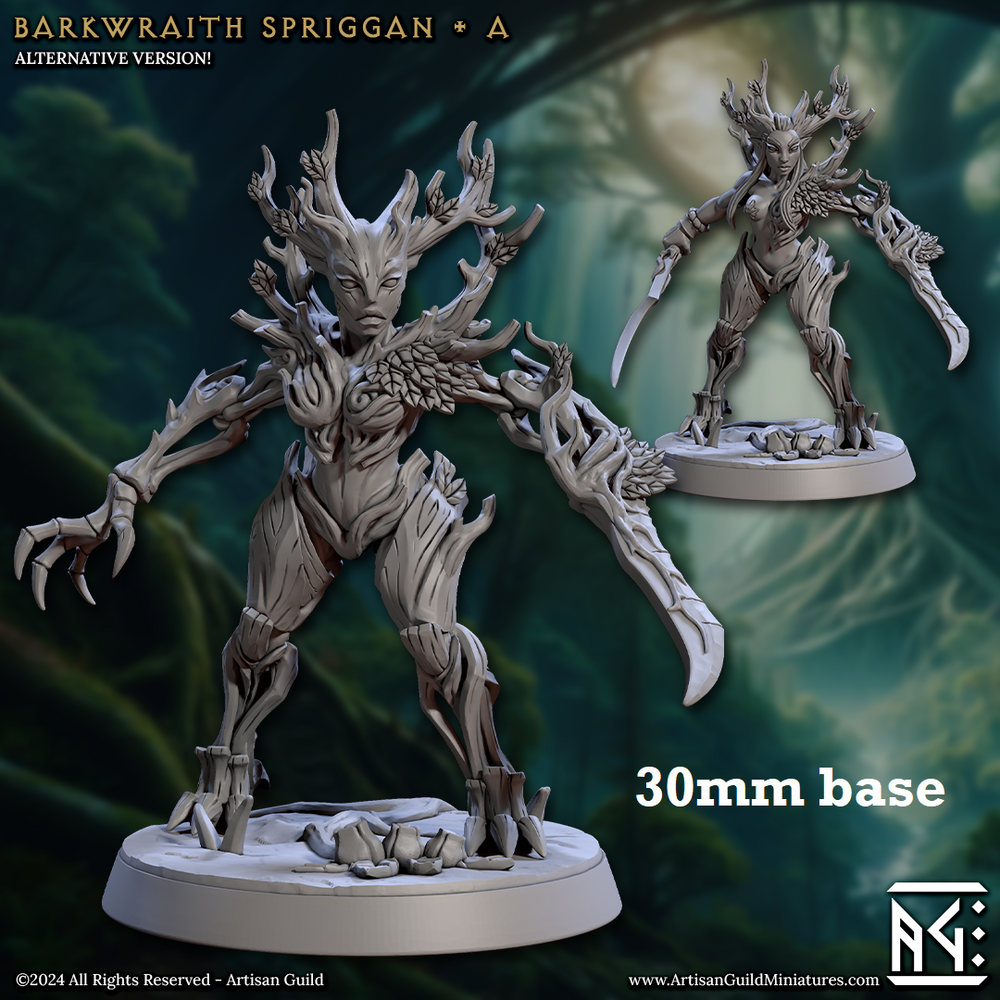 Barkwraith Spriggan: Sculpt A (Female Treefolk Warrior) (Online Only)