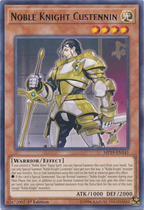 Noble Knight Custennin [MP19-EN141] Rare (ONLINE ORDER ONLY)