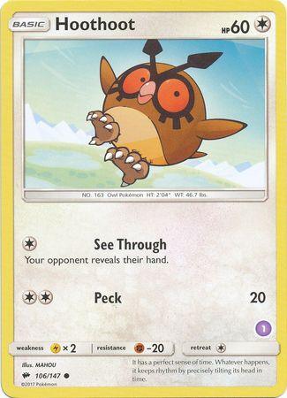 Hoothoot (106/147) (Deck Exclusive #1) [Sun & Moon: Trainer Kit - Alolan Sandslash] (Online Only)