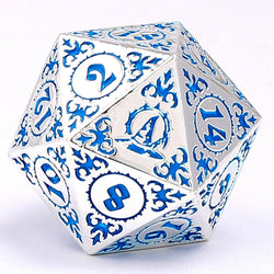 Wizard Solid Metal Polyhedral Dice Set - Silver with Blue (ONLINE ORDER ONLY)