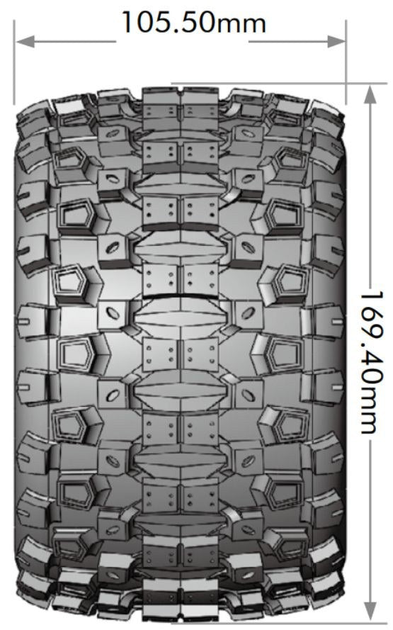 Louise RC MT-Uphill Sport 1/8 3.8 Monster Truck MFT Belted Tires 17mm Hex Hub 0" & 1/2" Offset LT3322X (ONLINE ORDER ONLY)