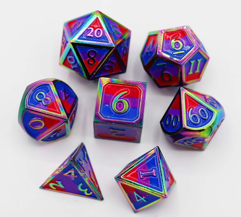 Bisexual Pride Flag - Metal RPG Dice Set (ONLINE ORDER ONLY)