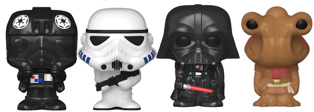 Out-Of-Box Bitty Pop! Tie Fighter Pilot, Stormtrooper, Darth Vader & Hammerhead (Series 3) 4-Pack w/ Shelf (Online Order Only)