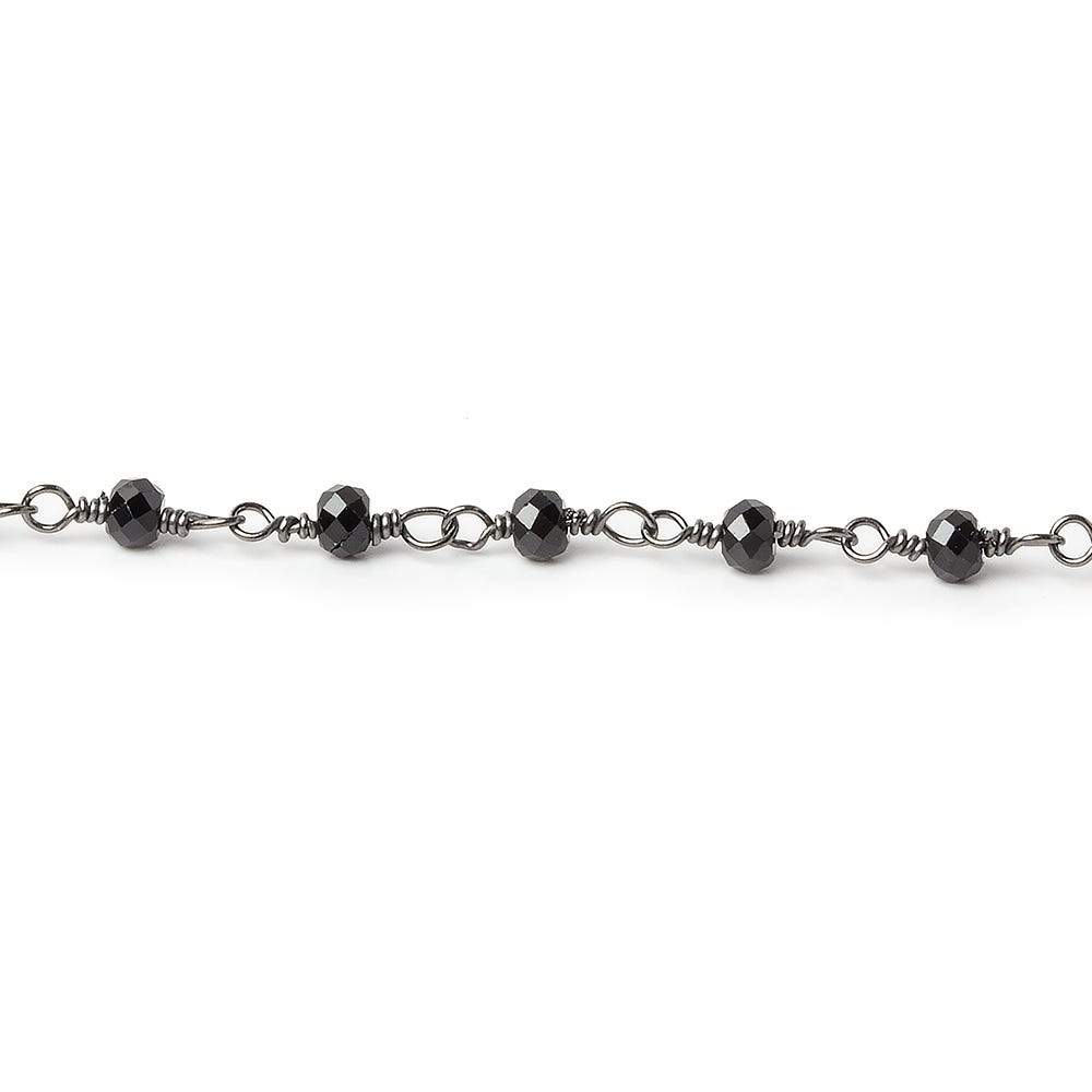 Black Spinel micro-faceted rondelle Black Gold plated Chain by the foot 40 beads (ONLINE ORDER ONLY)