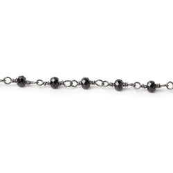 Black Spinel micro-faceted rondelle Black Gold plated Chain by the foot 40 beads (ONLINE ORDER ONLY)