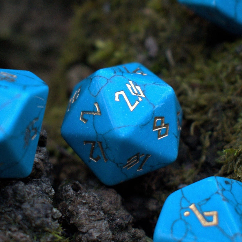 Blue Turquoise Stone Dice Set (ONLINE ORDER ONLY)