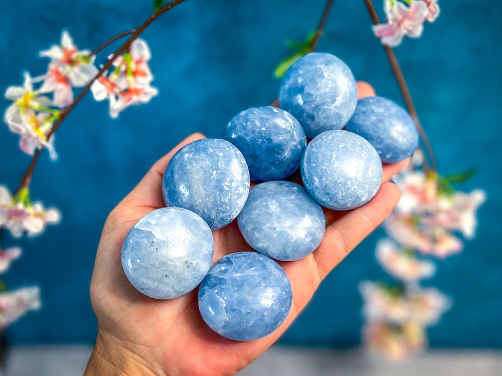 BLUE CALCITE Palm Stones (ONLINE ORDER ONLY)