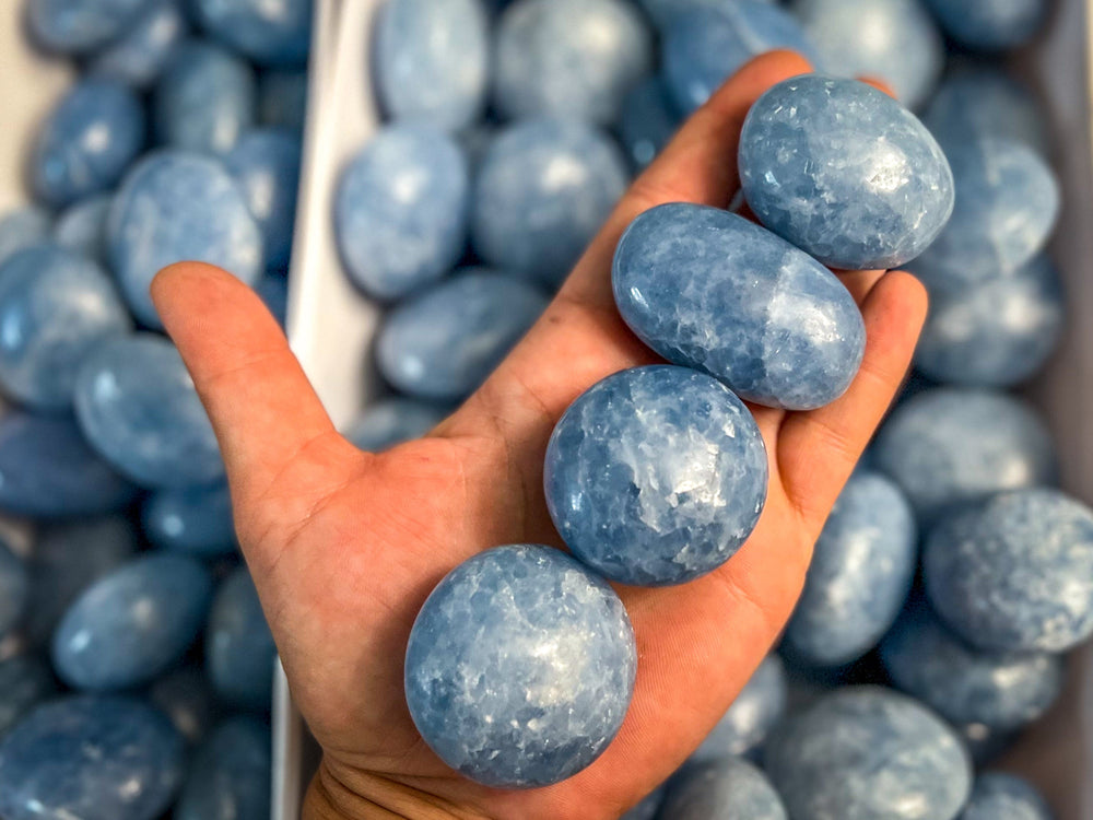 BLUE CALCITE Palm Stones (ONLINE ORDER ONLY)
