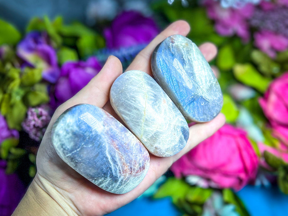 BLUE Moonstone Crystal Palmstones (ONLINE ORDER ONLY)